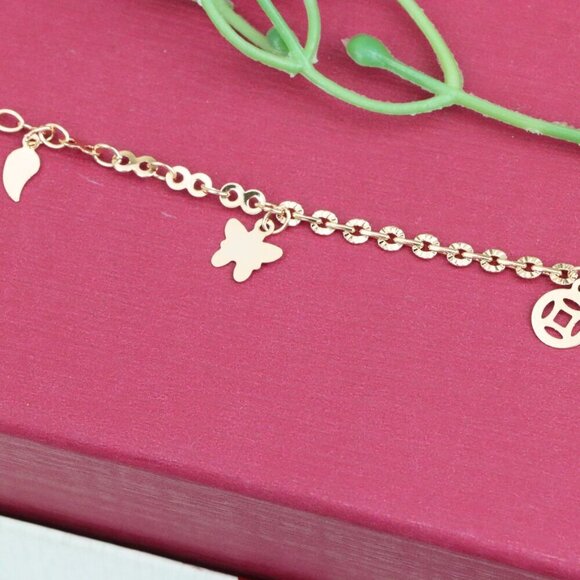 "Smiley Charm Rose Gold Bracelet, XPBL1097 - Picture 10 of 11